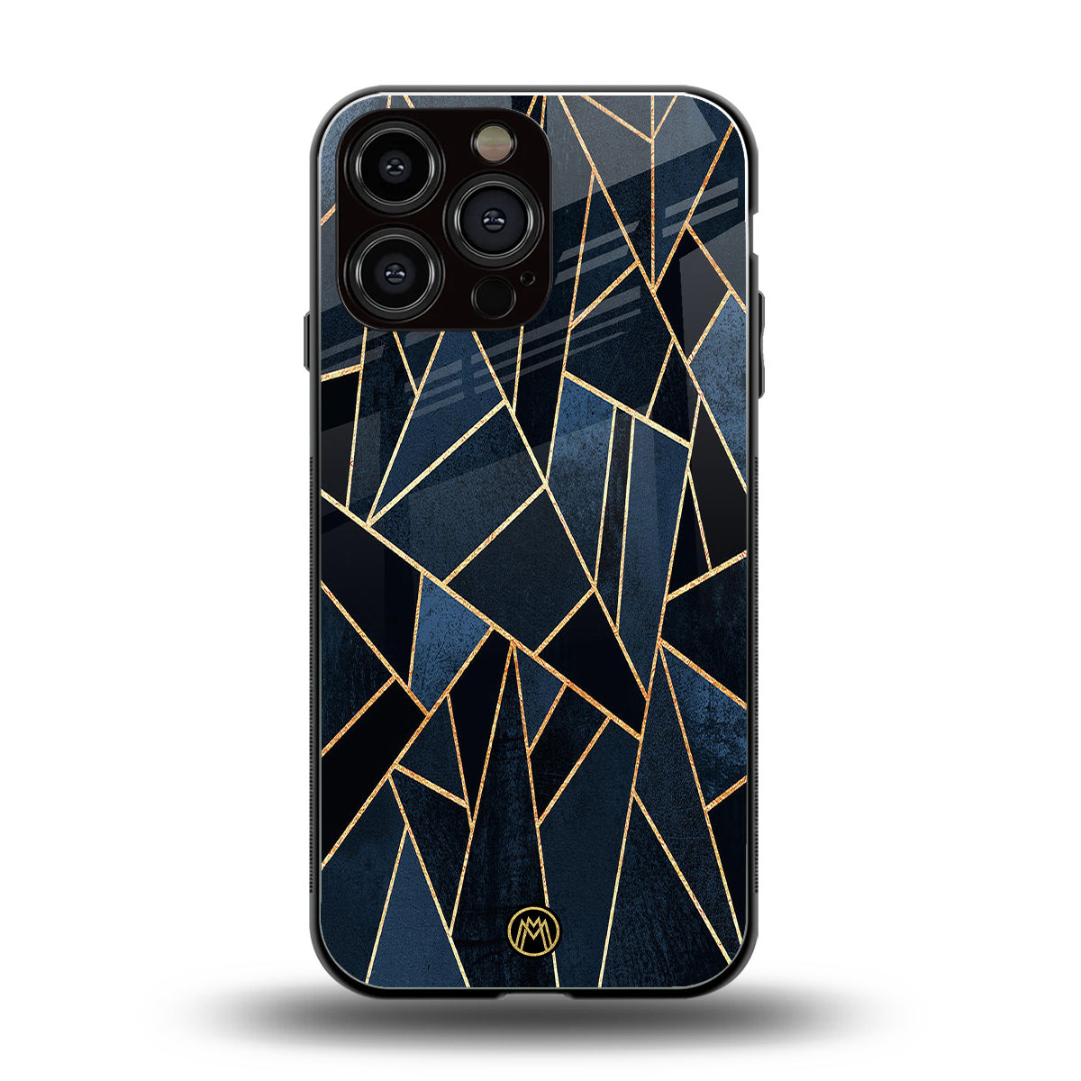 elite blue geometric back phone cover | glass case for iphone 16 pro max