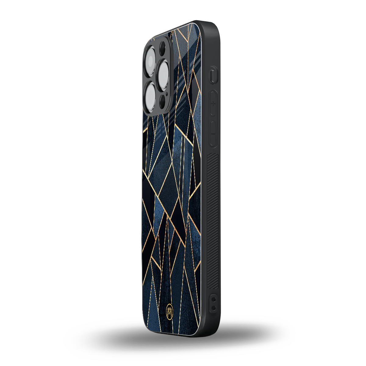 elite blue geometric back phone cover | glass case for iphone 16 pro max