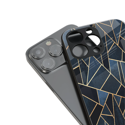 elite blue geometric back phone cover | glass case for iphone 13 pro max