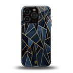 elite blue geometric back phone cover | glass case for iphone 16 pro