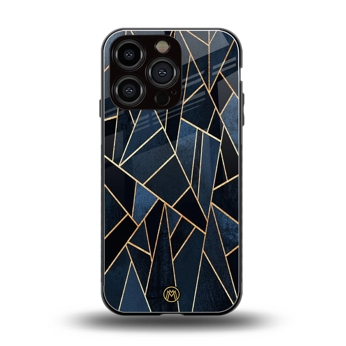 elite blue geometric back phone cover | glass case for iphone 16 pro