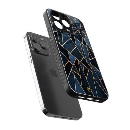 elite blue geometric back phone cover | glass case for iphone 16 pro