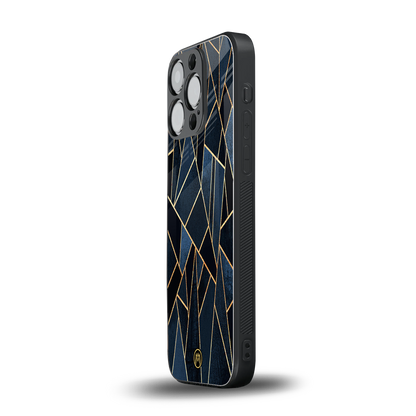elite blue geometric back phone cover | glass case for iphone 16 pro