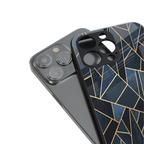 elite blue geometric back phone cover | glass case for iphone 14 pro max