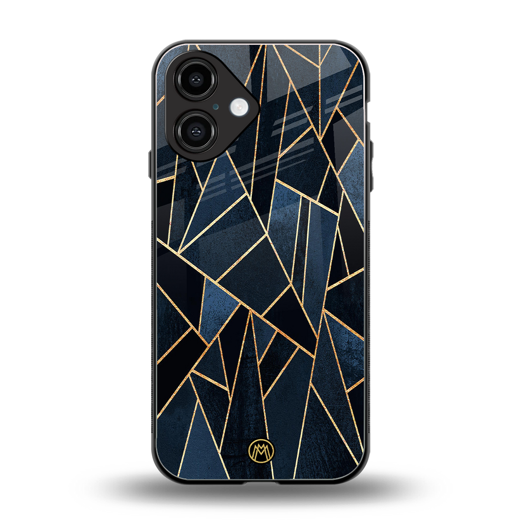 elite blue geometric back phone cover | glass case for iphone 16