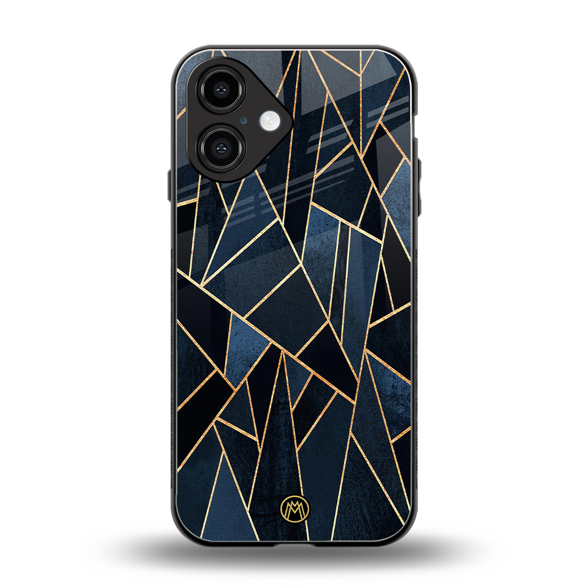 elite blue geometric back phone cover | glass case for iphone 16