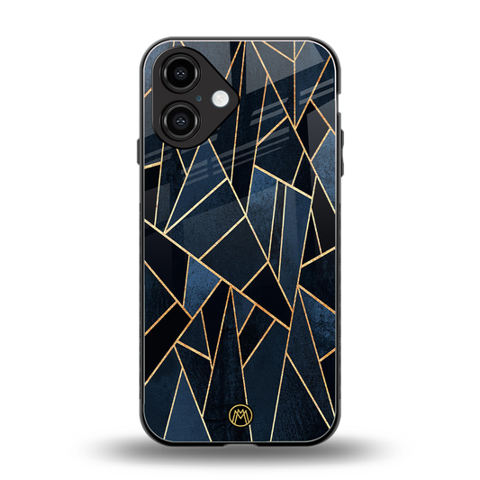 elite blue geometric back phone cover | glass case for iphone 16