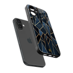 elite blue geometric back phone cover | glass case for iphone 16