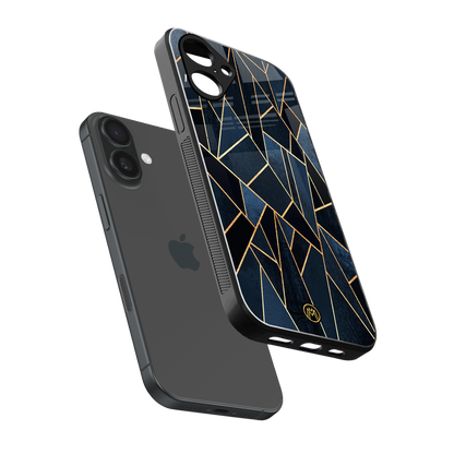 elite blue geometric back phone cover | glass case for iphone 16