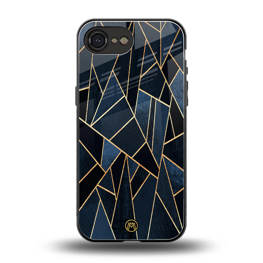 elite blue geometric back phone cover | glass case for iphone 16e