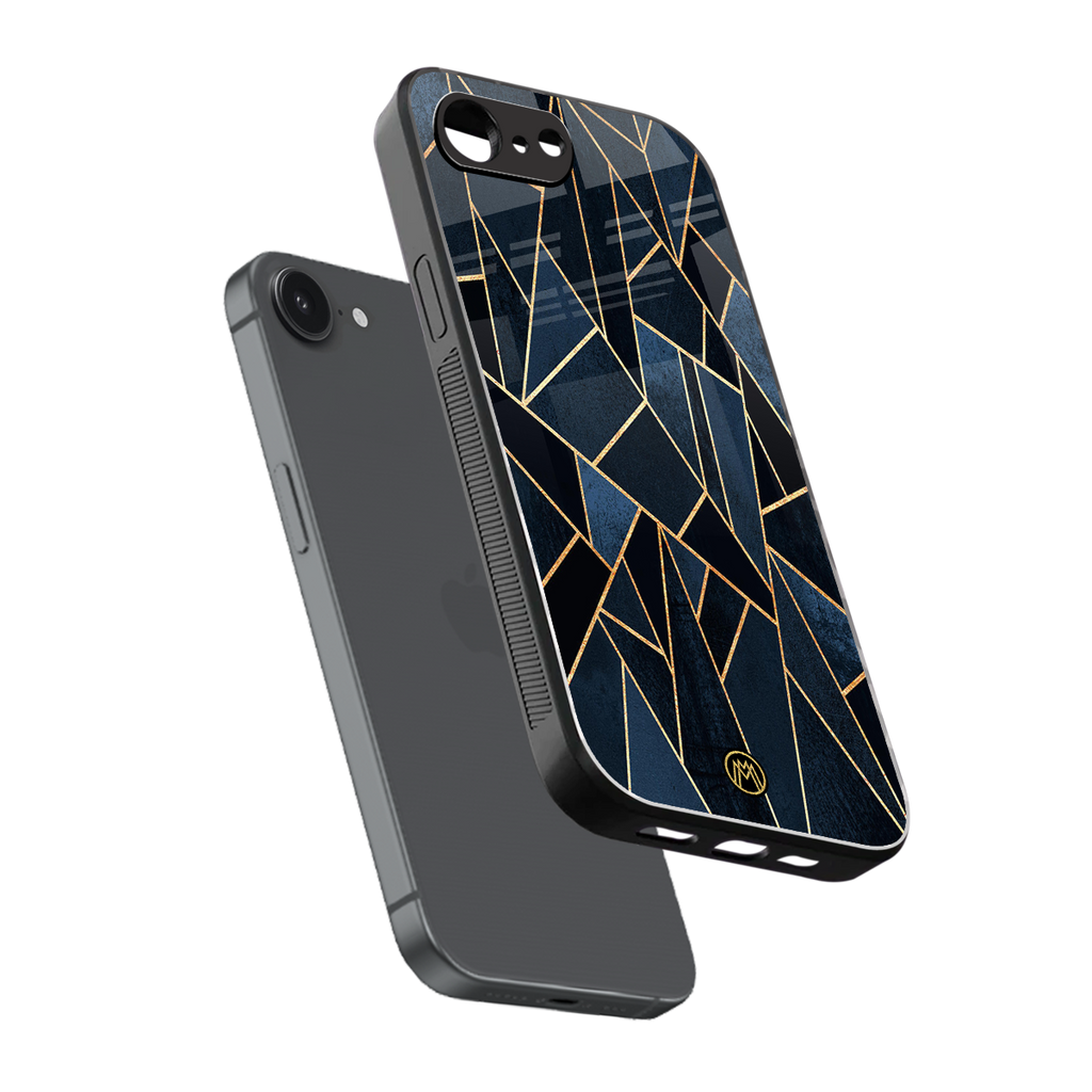 elite blue geometric back phone cover | glass case for iphone 16e