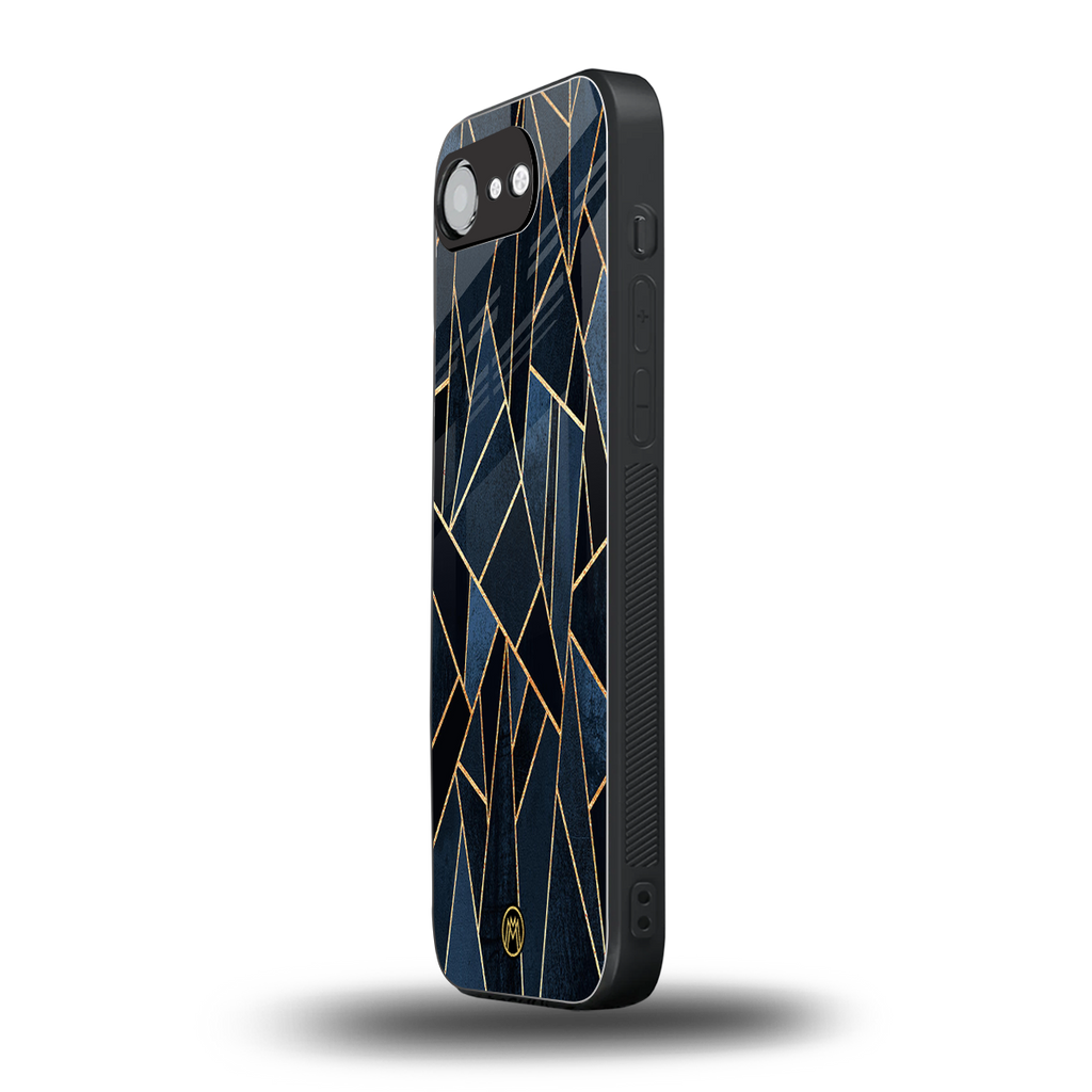 elite blue geometric back phone cover | glass case for iphone 16e