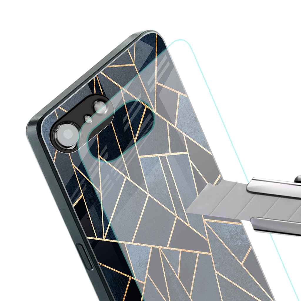elite blue geometric back phone cover | glass case for iphone 16e