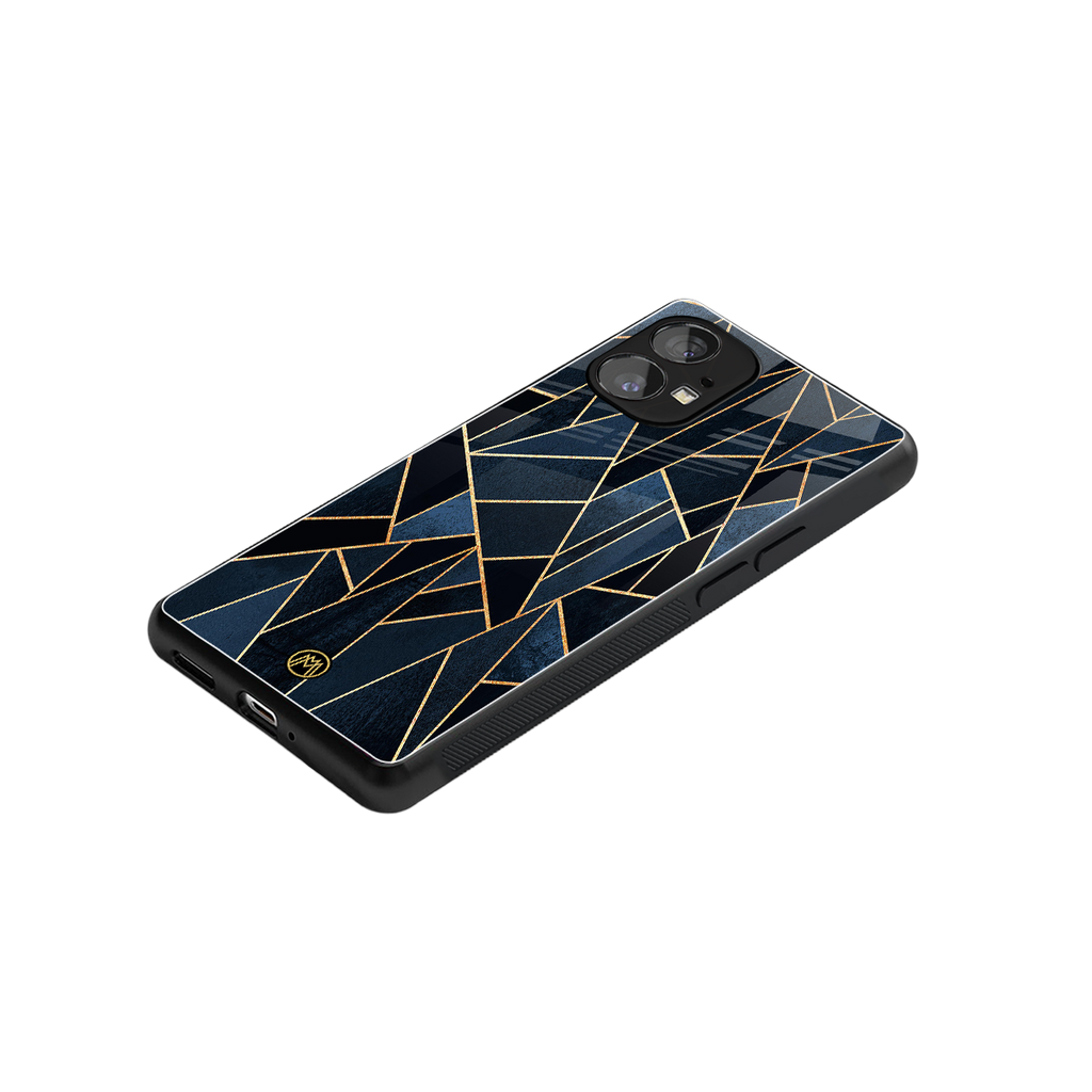 elite blue geometric back phone cover | glass case for nothing phone 1