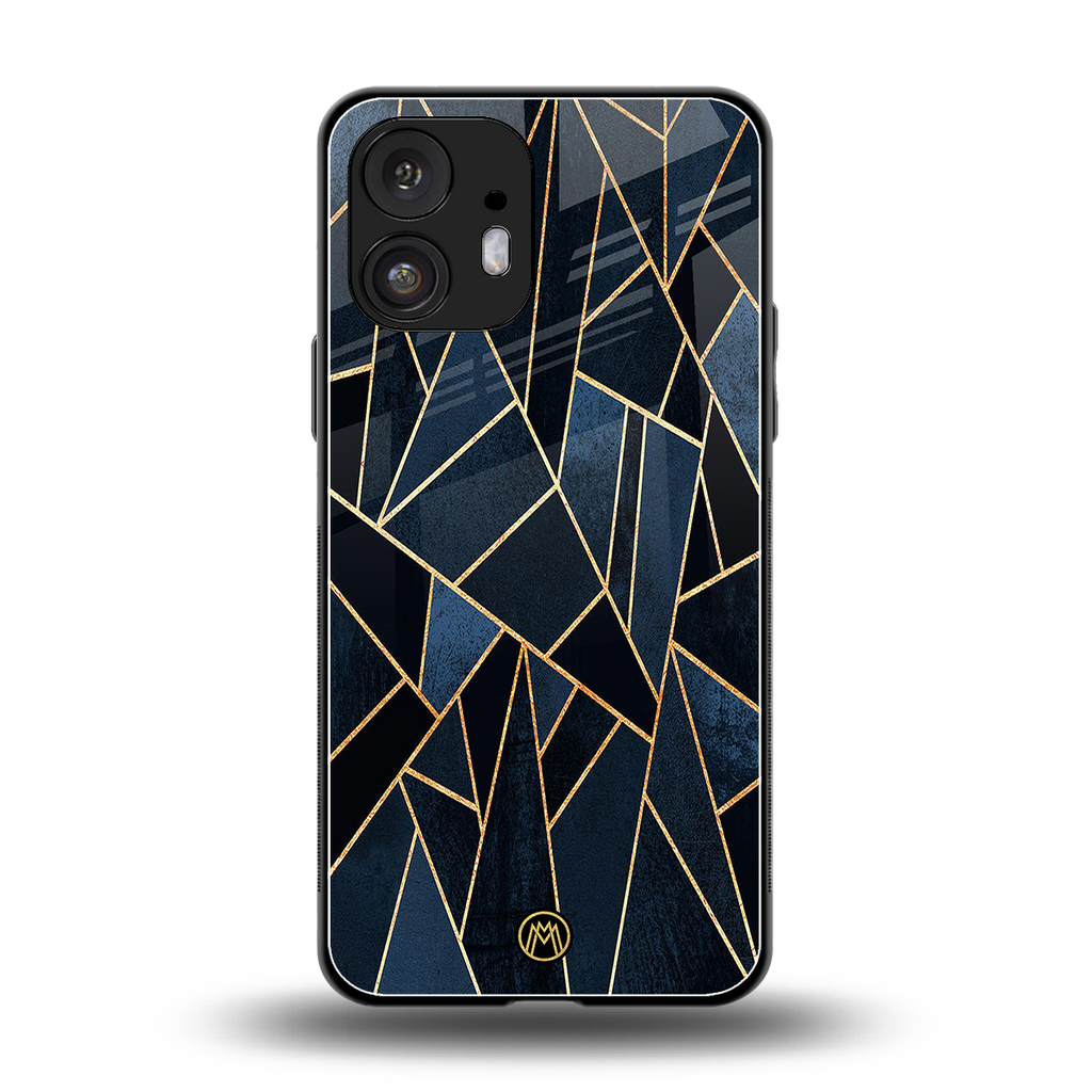 elite blue geometric back phone cover | glass case for nothing phone 2