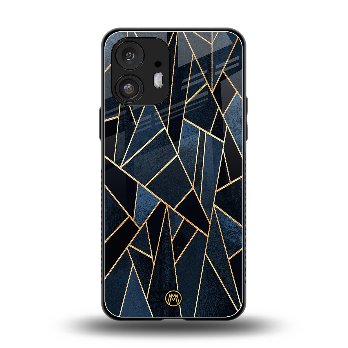 elite blue geometric back phone cover | glass case for nothing phone 2