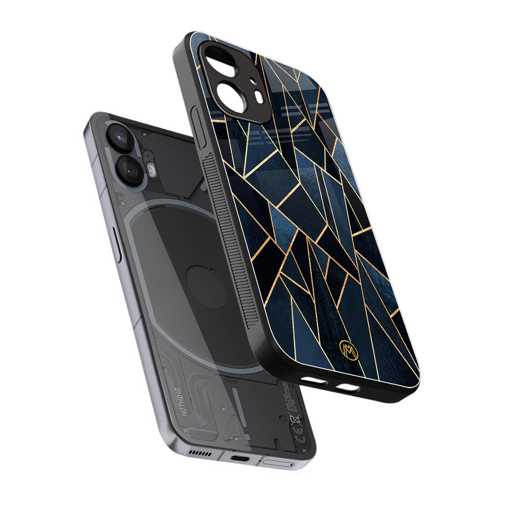 elite blue geometric back phone cover | glass case for nothing phone 2