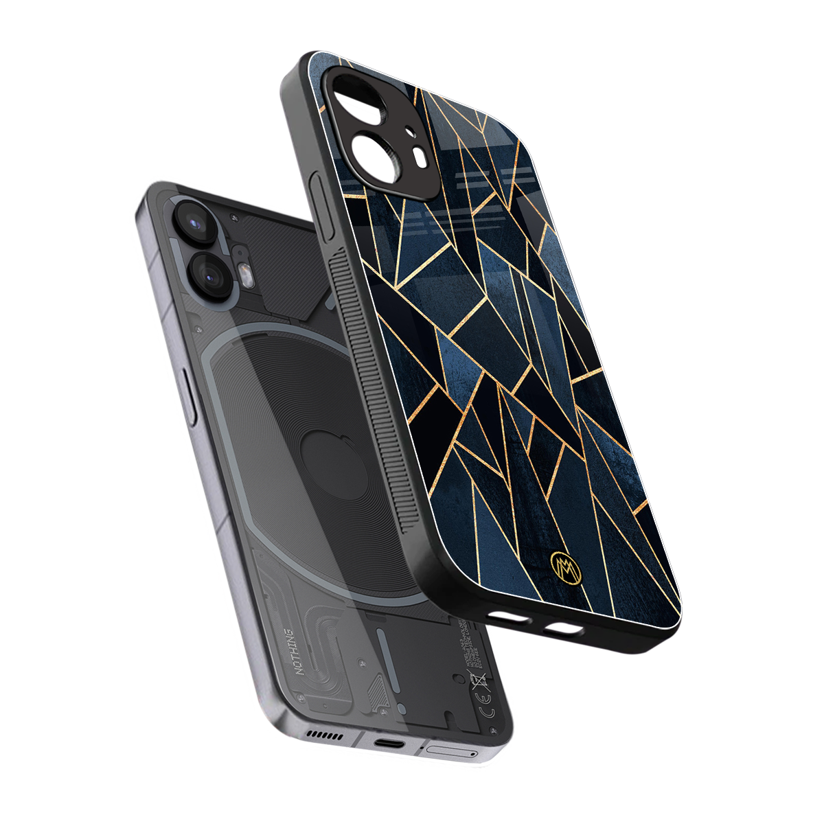 elite blue geometric back phone cover | glass case for nothing phone 2