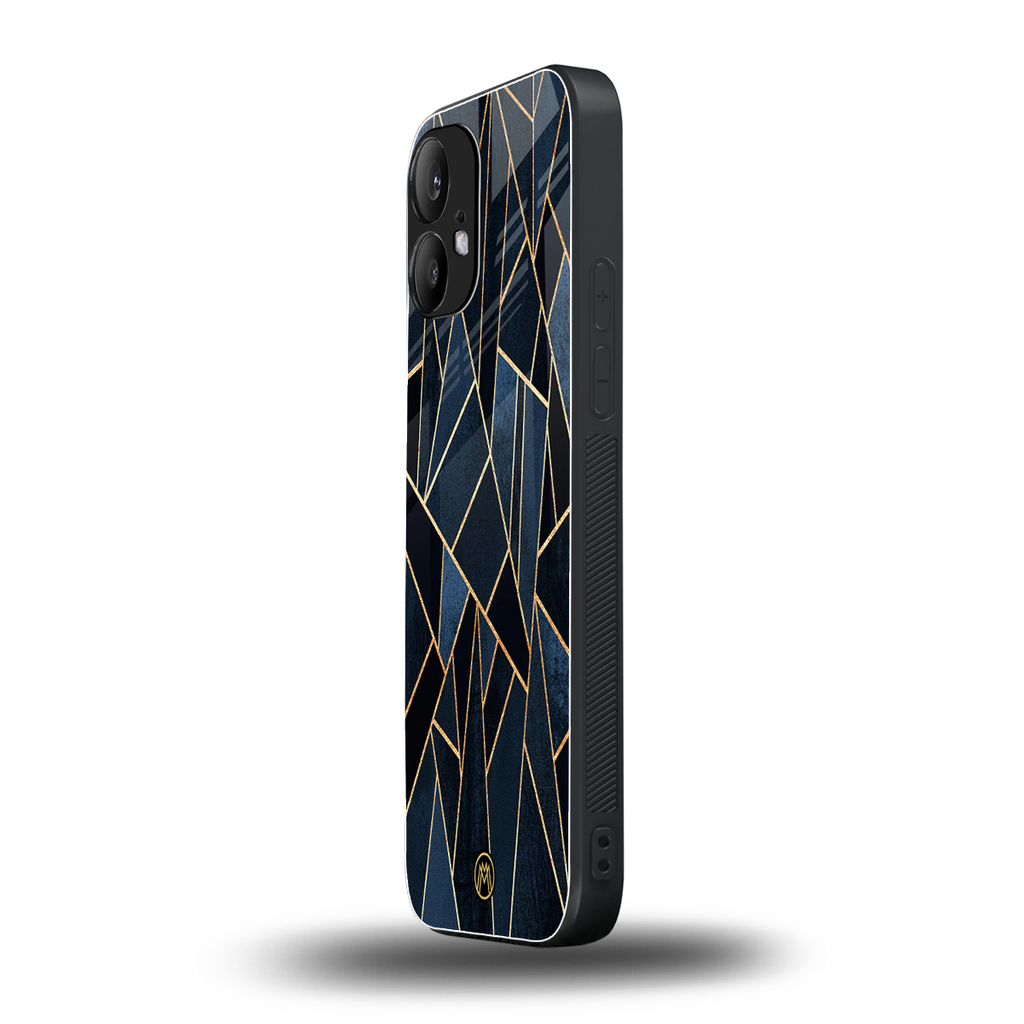 elite blue geometric back phone cover | glass case for nothing phone 2