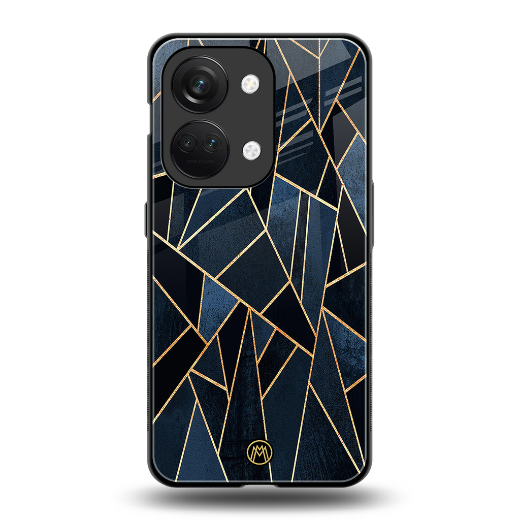 elite blue geometric back phone cover | glass case for oneplus nord 3