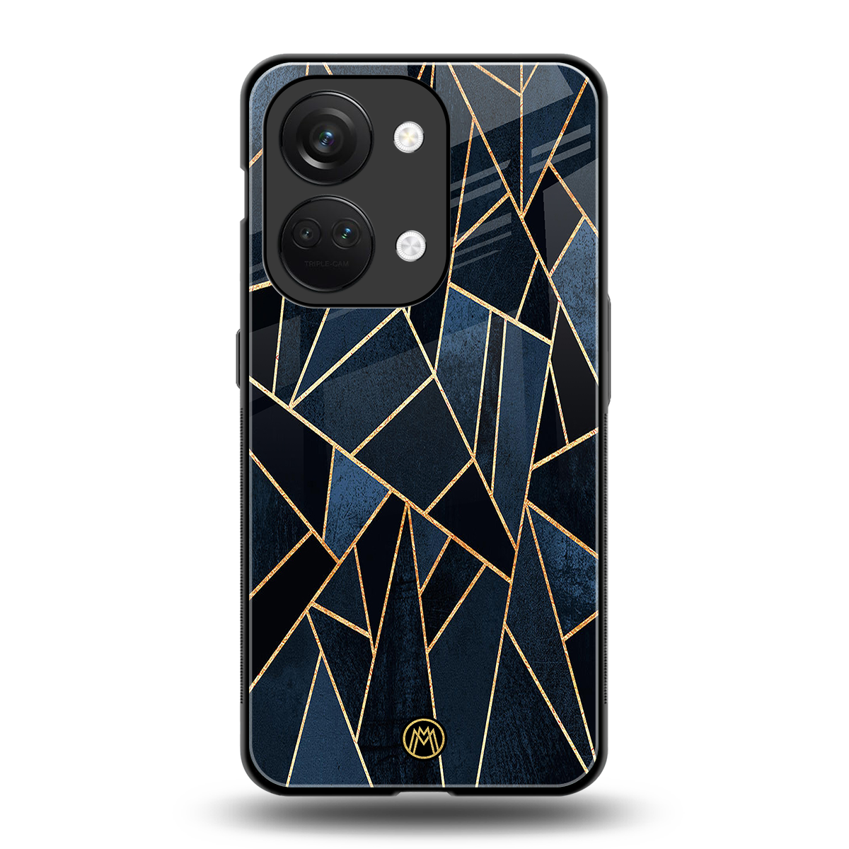elite blue geometric back phone cover | glass case for oneplus nord 3