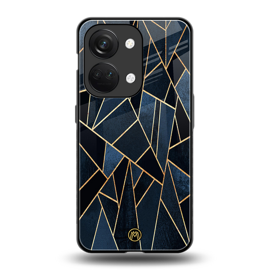 elite blue geometric back phone cover | glass case for oneplus nord 3