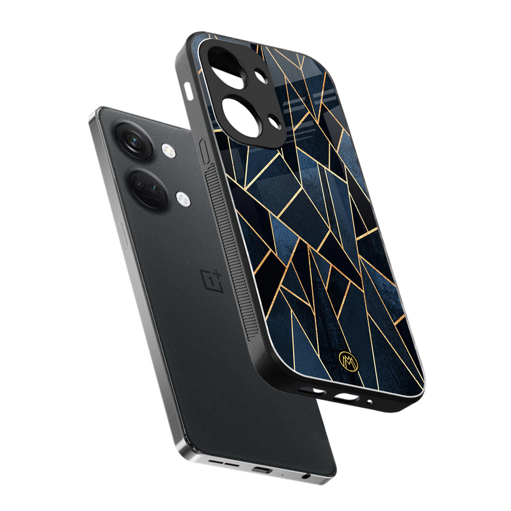 elite blue geometric back phone cover | glass case for oneplus nord 3