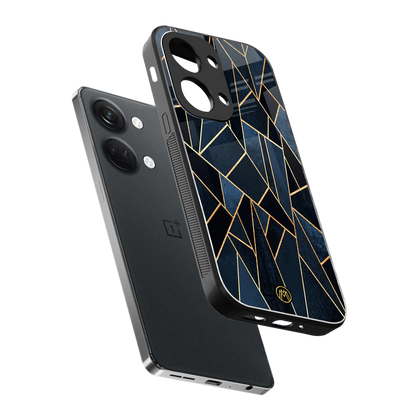 elite blue geometric back phone cover | glass case for oneplus nord 3