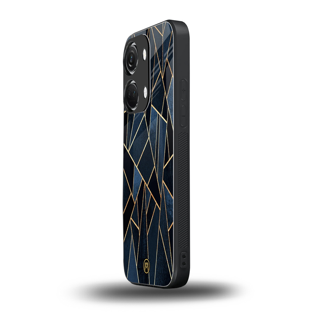 elite blue geometric back phone cover | glass case for oneplus nord 3