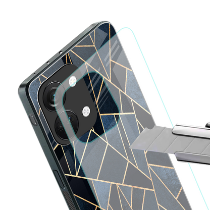 elite blue geometric back phone cover | glass case for oneplus nord 3