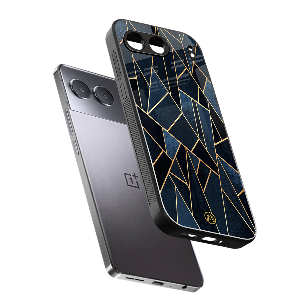 elite blue geometric back phone cover | glass case for oneplus nord 4