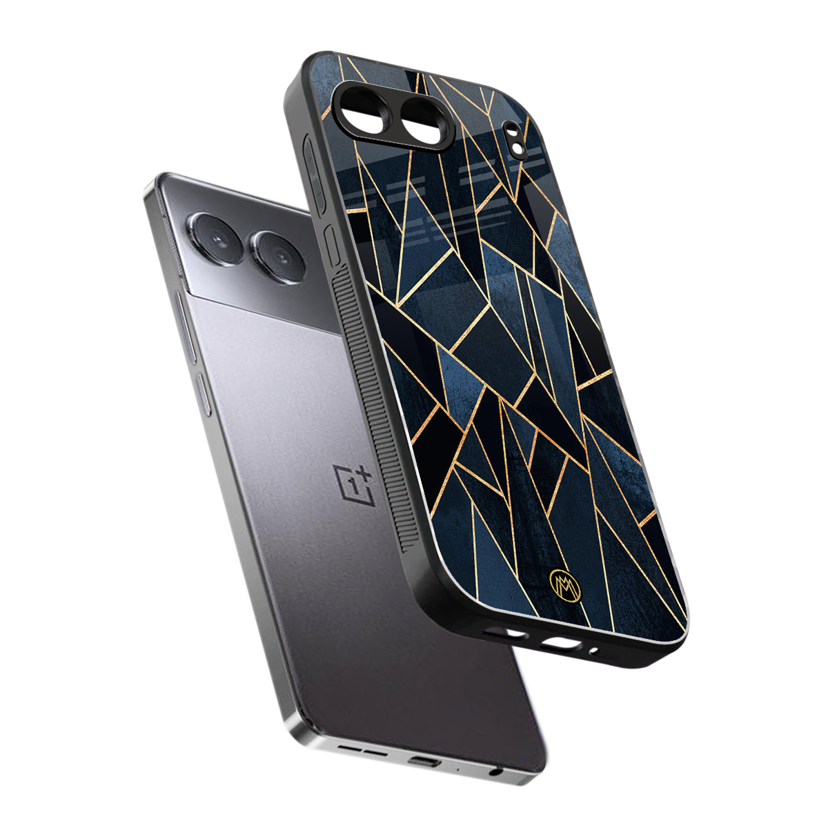 elite blue geometric back phone cover | glass case for oneplus nord 4