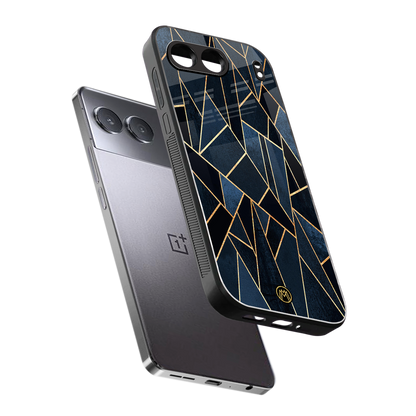 elite blue geometric back phone cover | glass case for oneplus nord 4