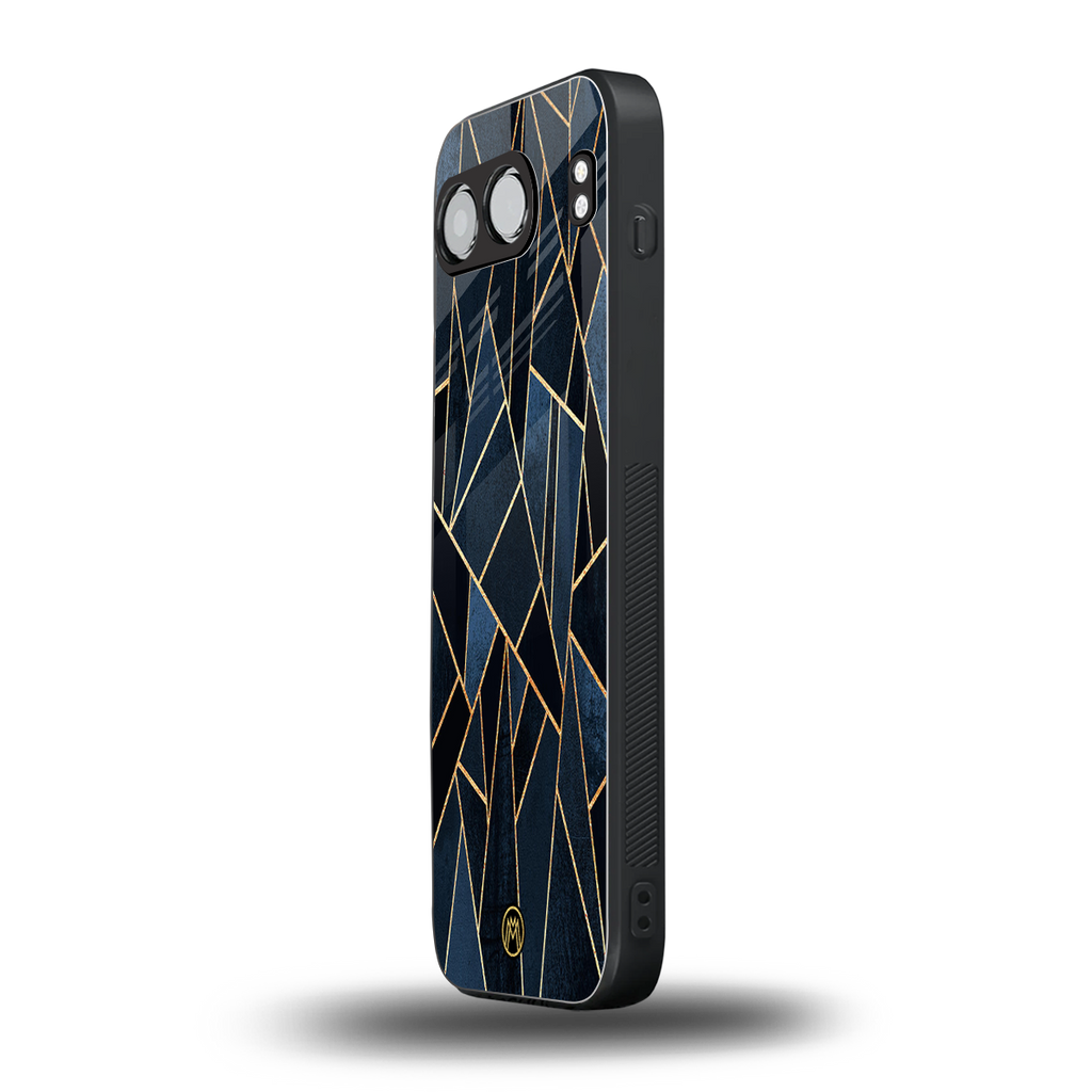 elite blue geometric back phone cover | glass case for oneplus nord 4