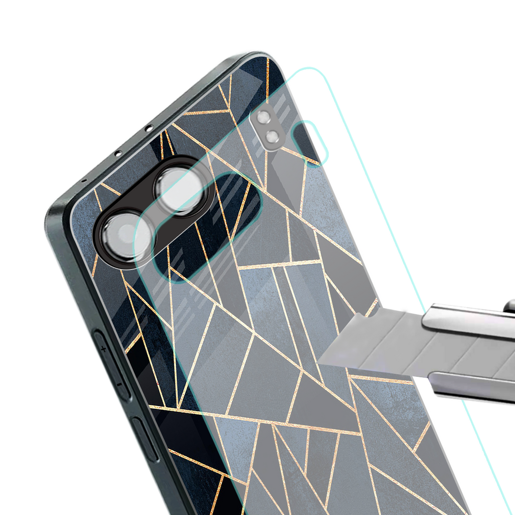 elite blue geometric back phone cover | glass case for oneplus nord 4