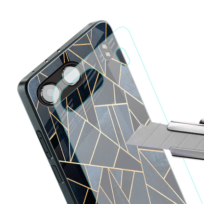 elite blue geometric back phone cover | glass case for oneplus nord 4