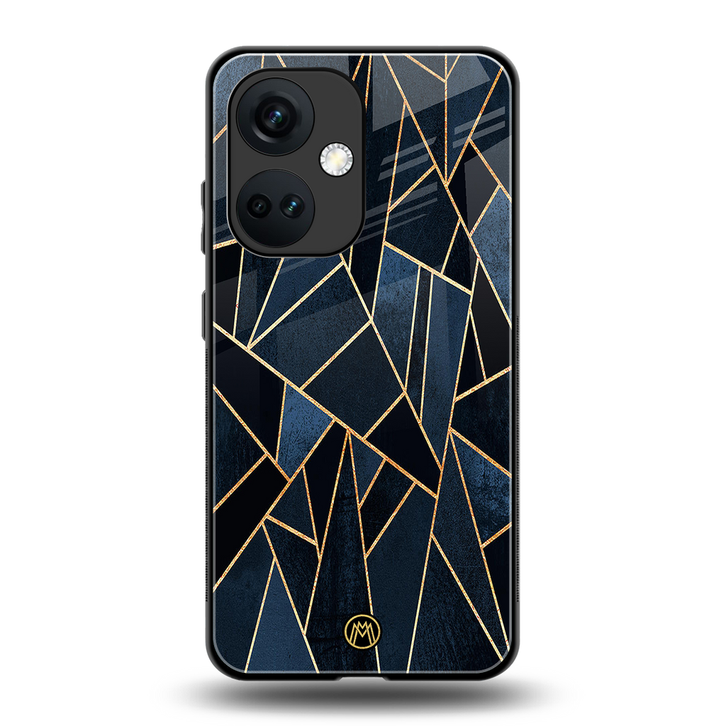 elite blue geometric back phone cover | glass case for oneplus nord ce 3
