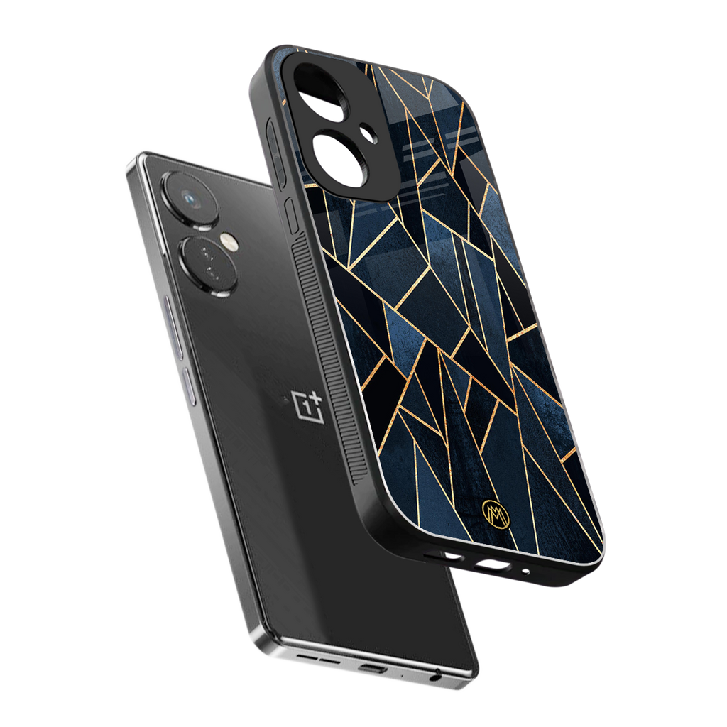 elite blue geometric back phone cover | glass case for oneplus nord ce 3