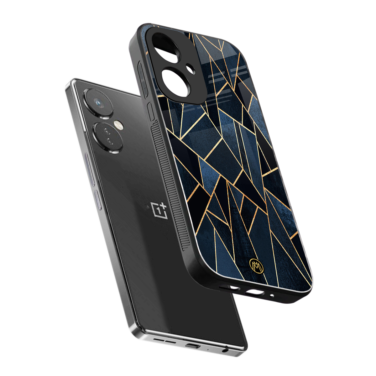 elite blue geometric back phone cover | glass case for oneplus nord ce 3