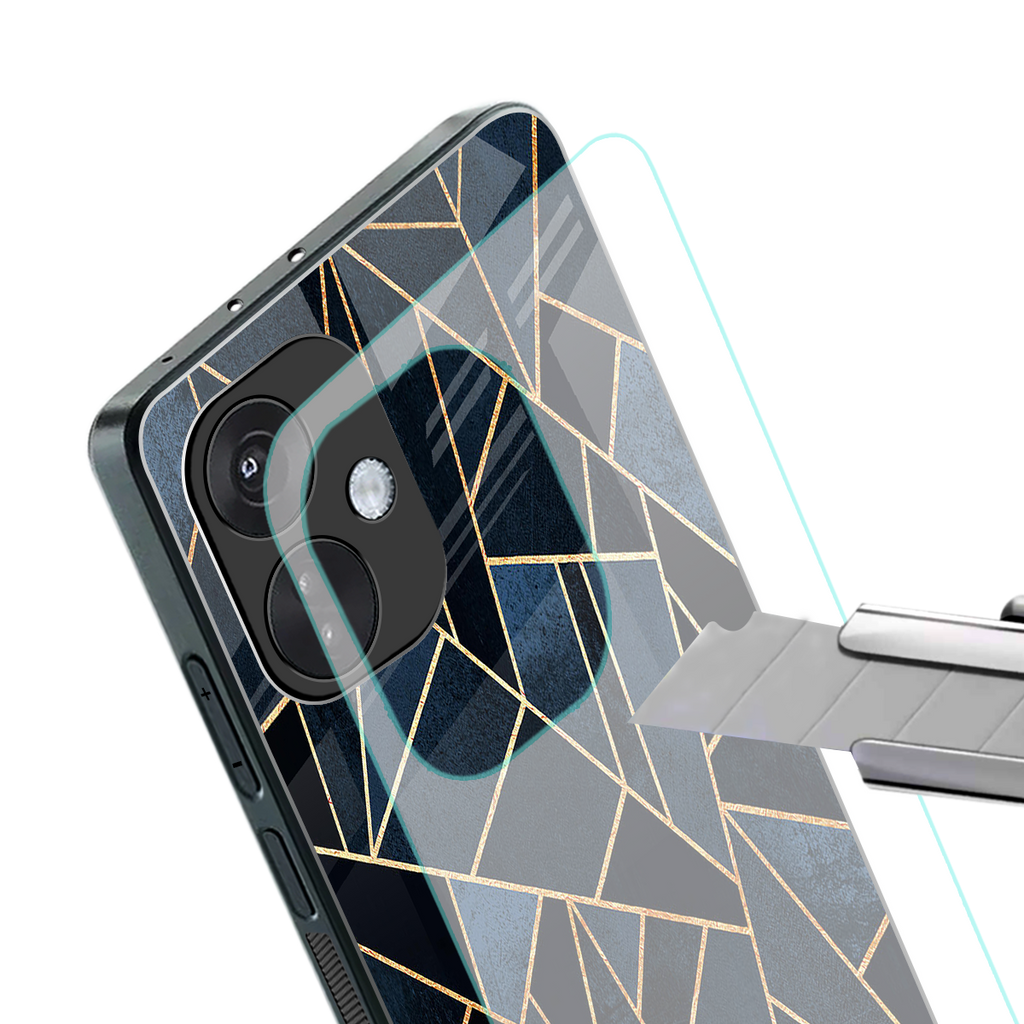 elite blue geometric back phone cover | glass case for oneplus nord ce 3