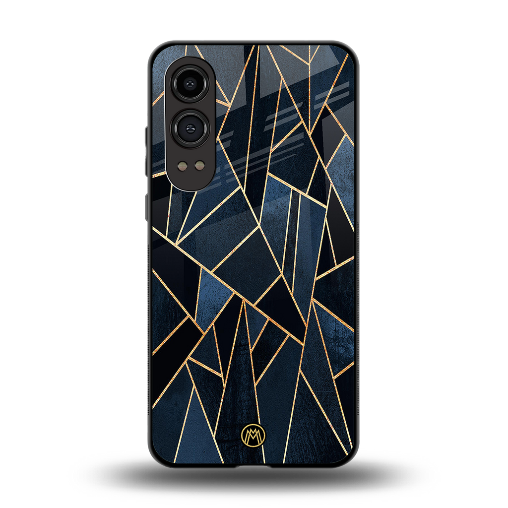 elite blue geometric back phone cover | glass case for oneplus nord ce 4 lite