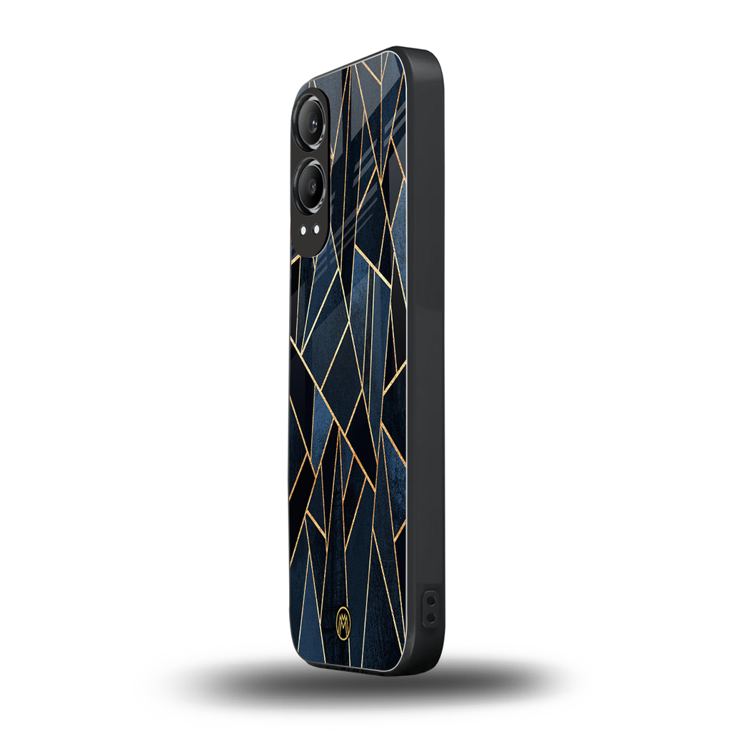 elite blue geometric back phone cover | glass case for oneplus nord ce 4 lite