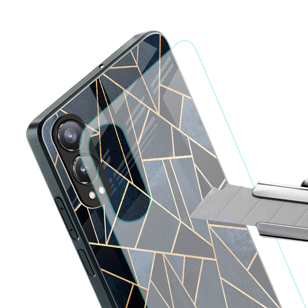 elite blue geometric back phone cover | glass case for oneplus nord ce 4 lite
