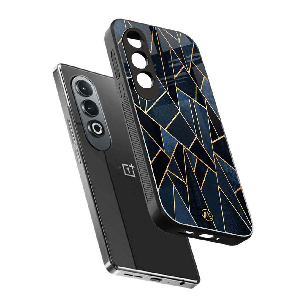 elite blue geometric back phone cover | glass case for oneplus nord ce 4