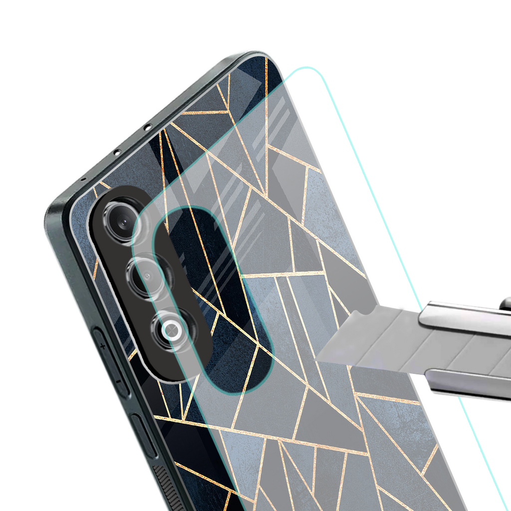 elite blue geometric back phone cover | glass case for oneplus nord ce 4