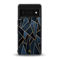 elite blue geometric back phone cover | glass case for google pixel 6 pro