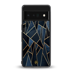 elite blue geometric back phone cover | glass case for google pixel 6 pro