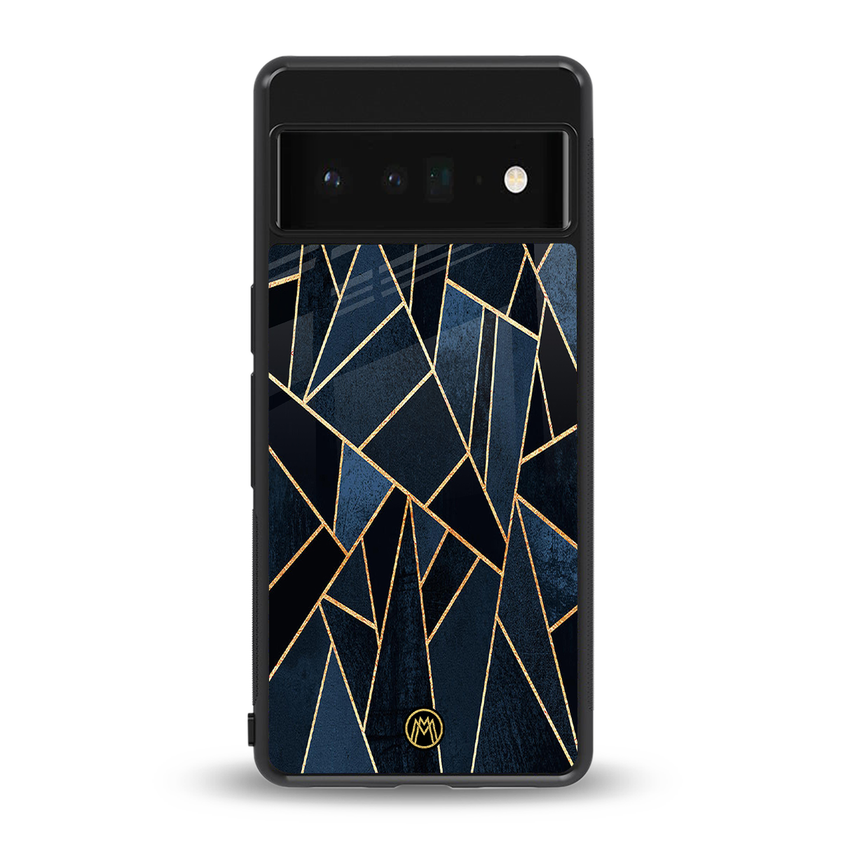 elite blue geometric back phone cover | glass case for google pixel 6 pro