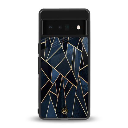 elite blue geometric back phone cover | glass case for google pixel 6 pro