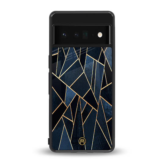 elite blue geometric back phone cover | glass case for google pixel 6 pro